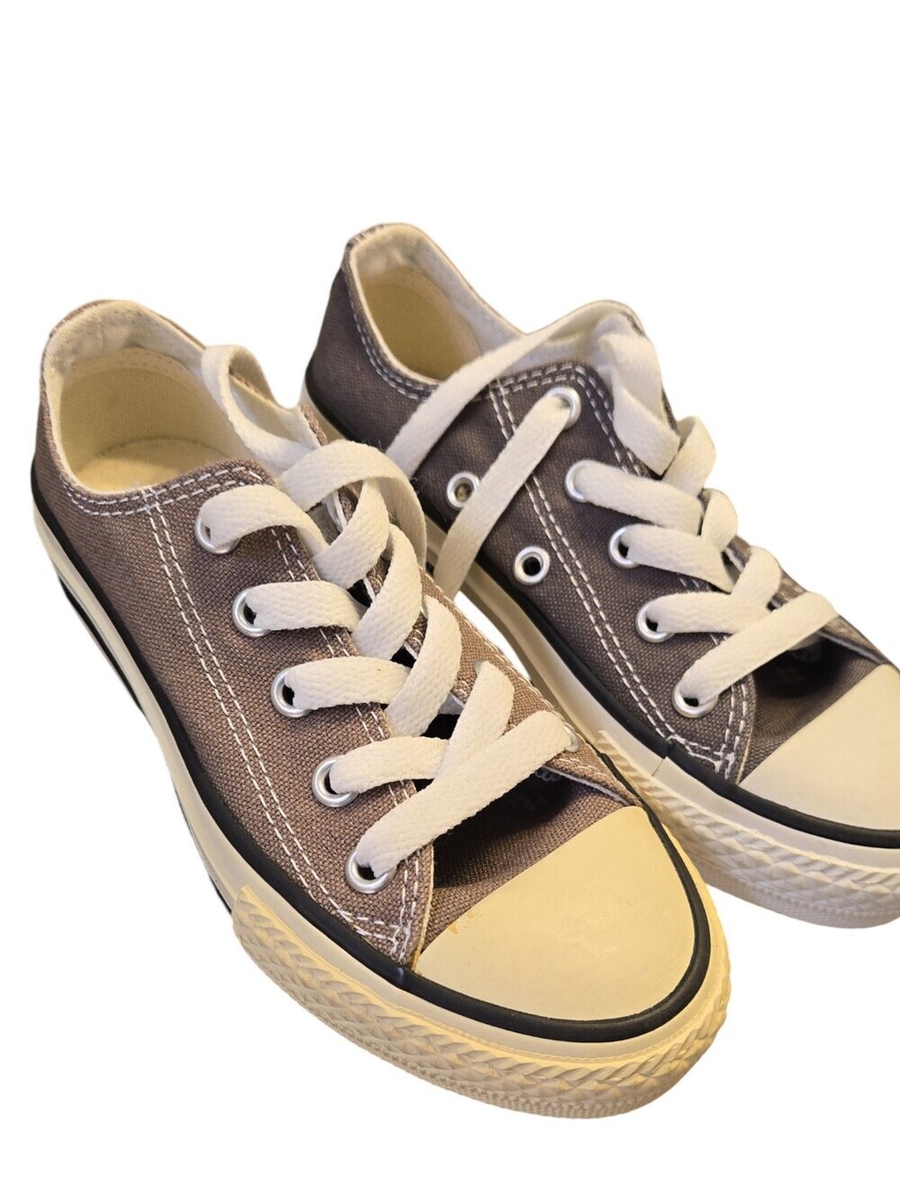 Converse Low-Top Canvas Sneakers in Gray with White Accents Mismatched Colors